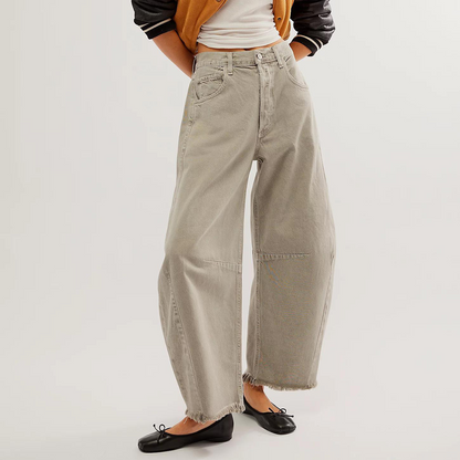 Relaxed Fit Distressed Wide Leg Women's Jeans