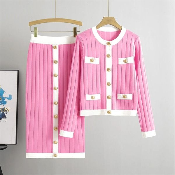 Ladies' Chic Knitted Co-ord Top and Skirt Set