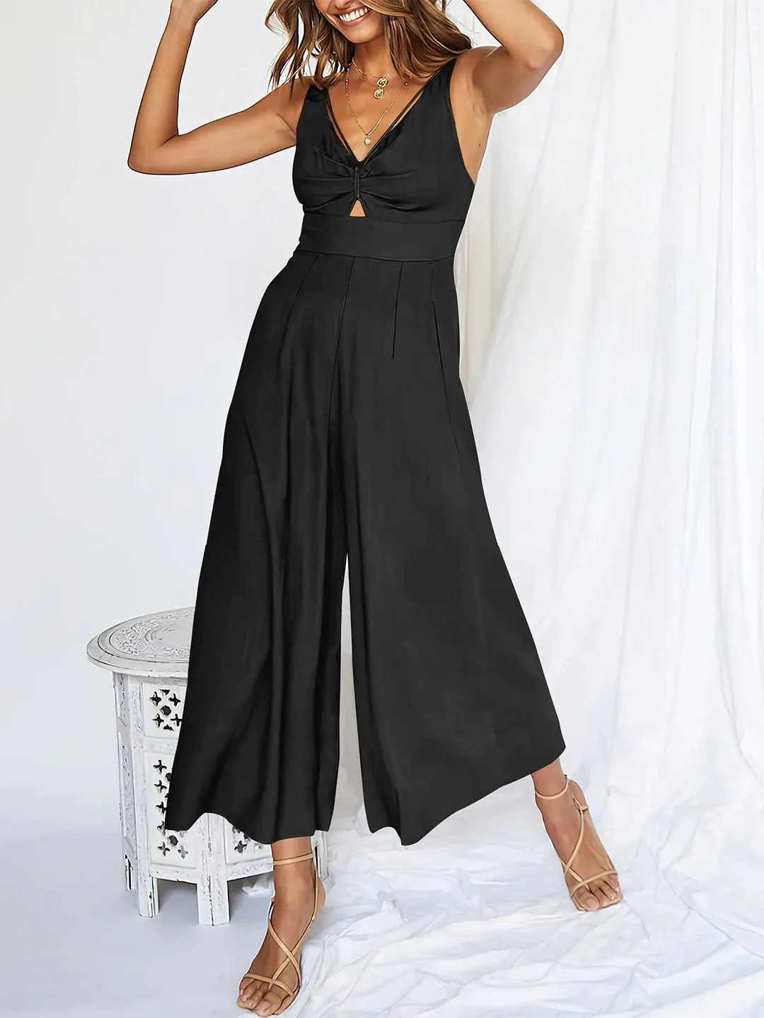 Summer V-Neck Cutout Jumpsuit for Women