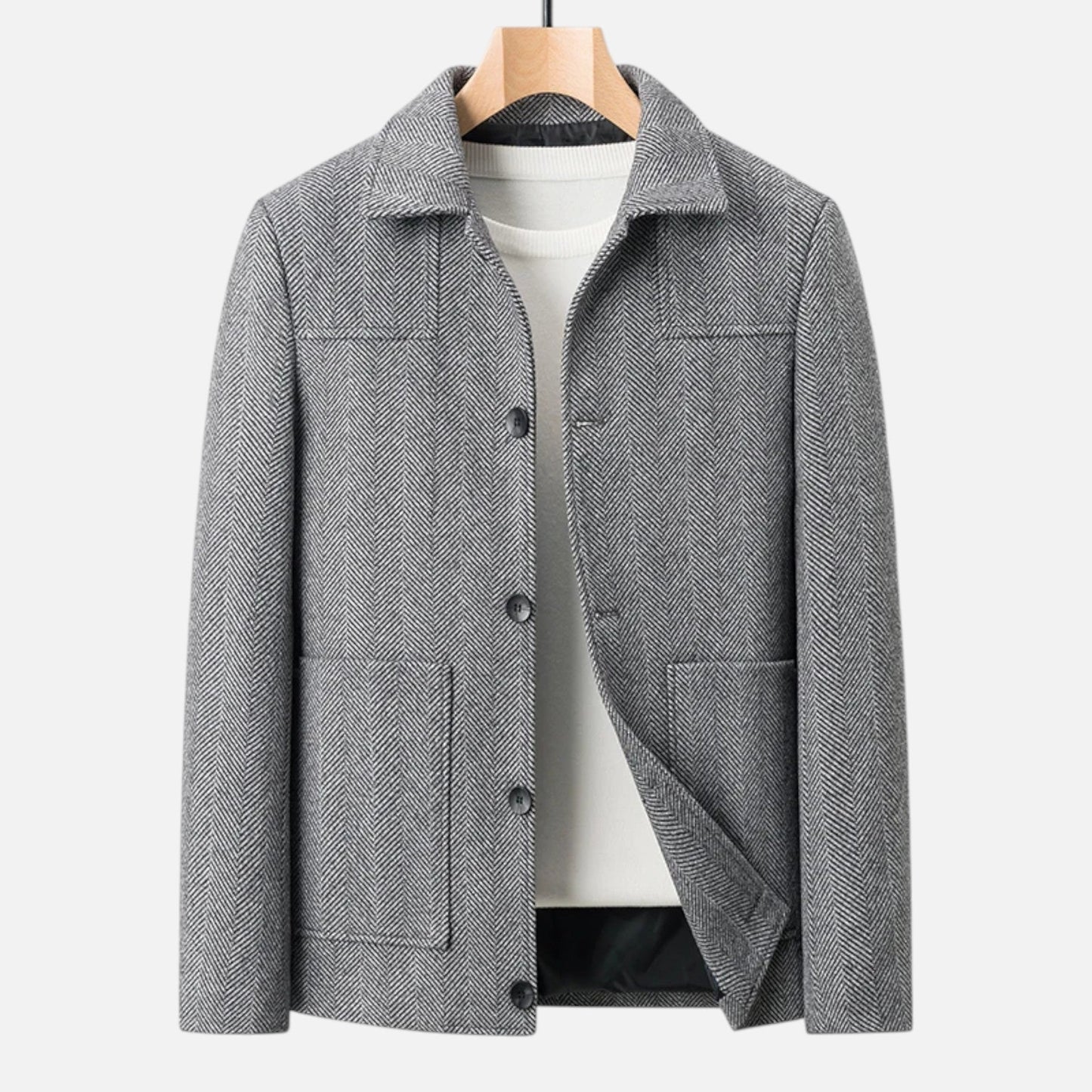 Smart Mens Wool Coat - Classic Business Style
