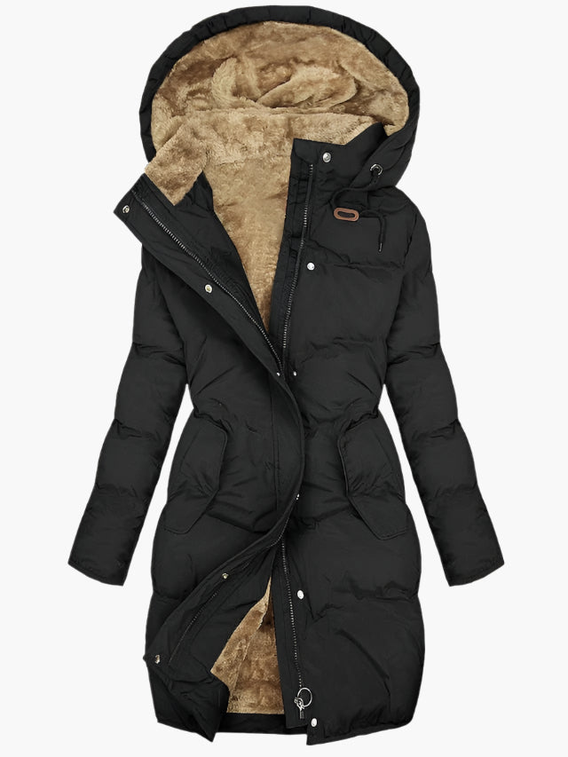 Warm Women's Down Parka Coat - Faux Fur Hooded Jacket