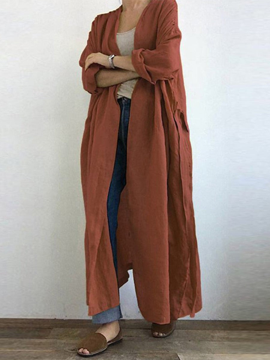 Relaxed Fit Women's Long Duster Coat - VogeLuxe