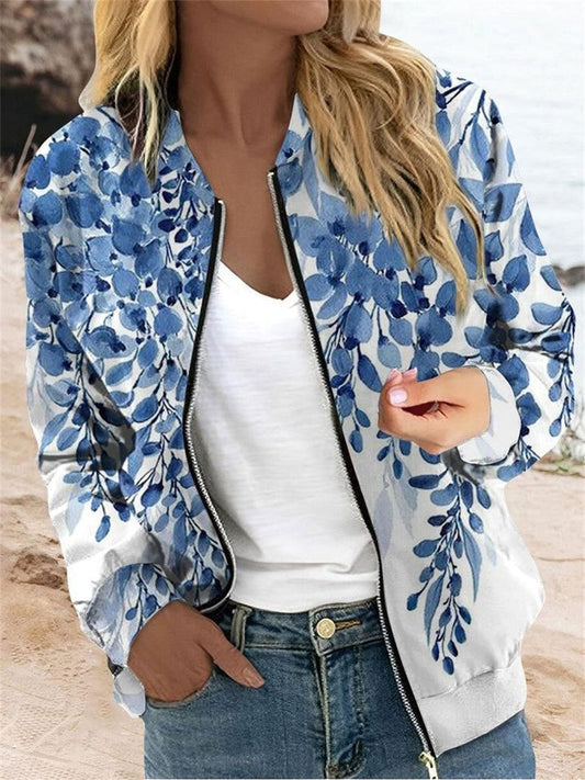 Women's Pretty Floral Zip Jacket - VogeLuxe