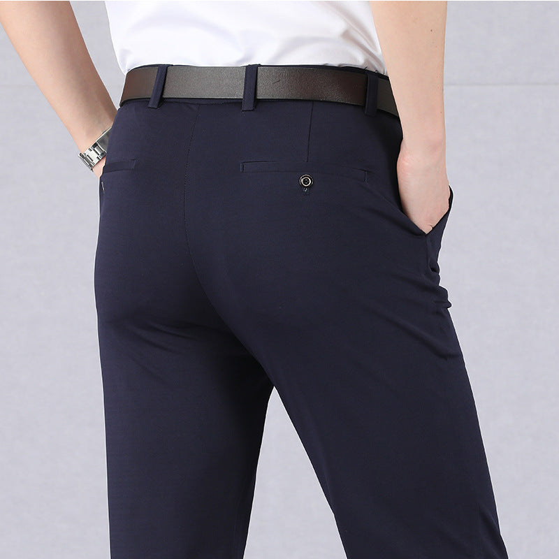 Slim Fit Men's Stretch Trousers With Elastic Waist