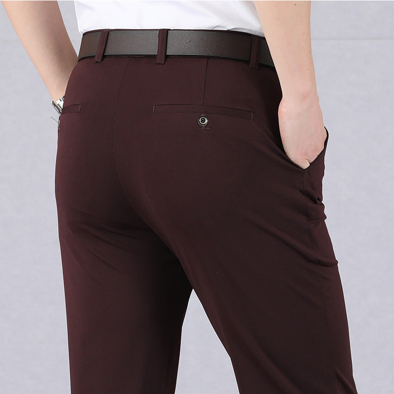 Slim Fit Men's Stretch Trousers With Elastic Waist