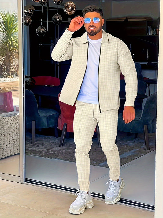 Comfortable Men's Cotton Jogger Suit Full Zip Casual Wear - VogeLuxe