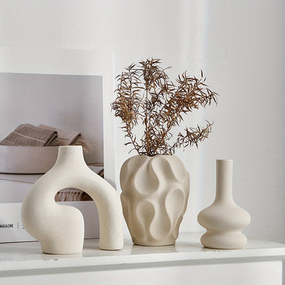Rustic Ceramic Vase Set of 3 | Simple Home Decor - VogeLuxe