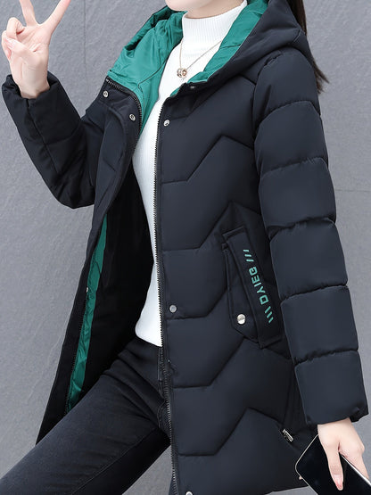 Cozy Long Puffer Jacket For Women With Hood