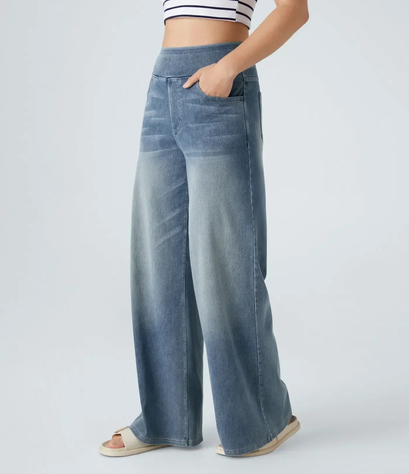 Women's Comfortable High-Waisted Wide Leg Jeans