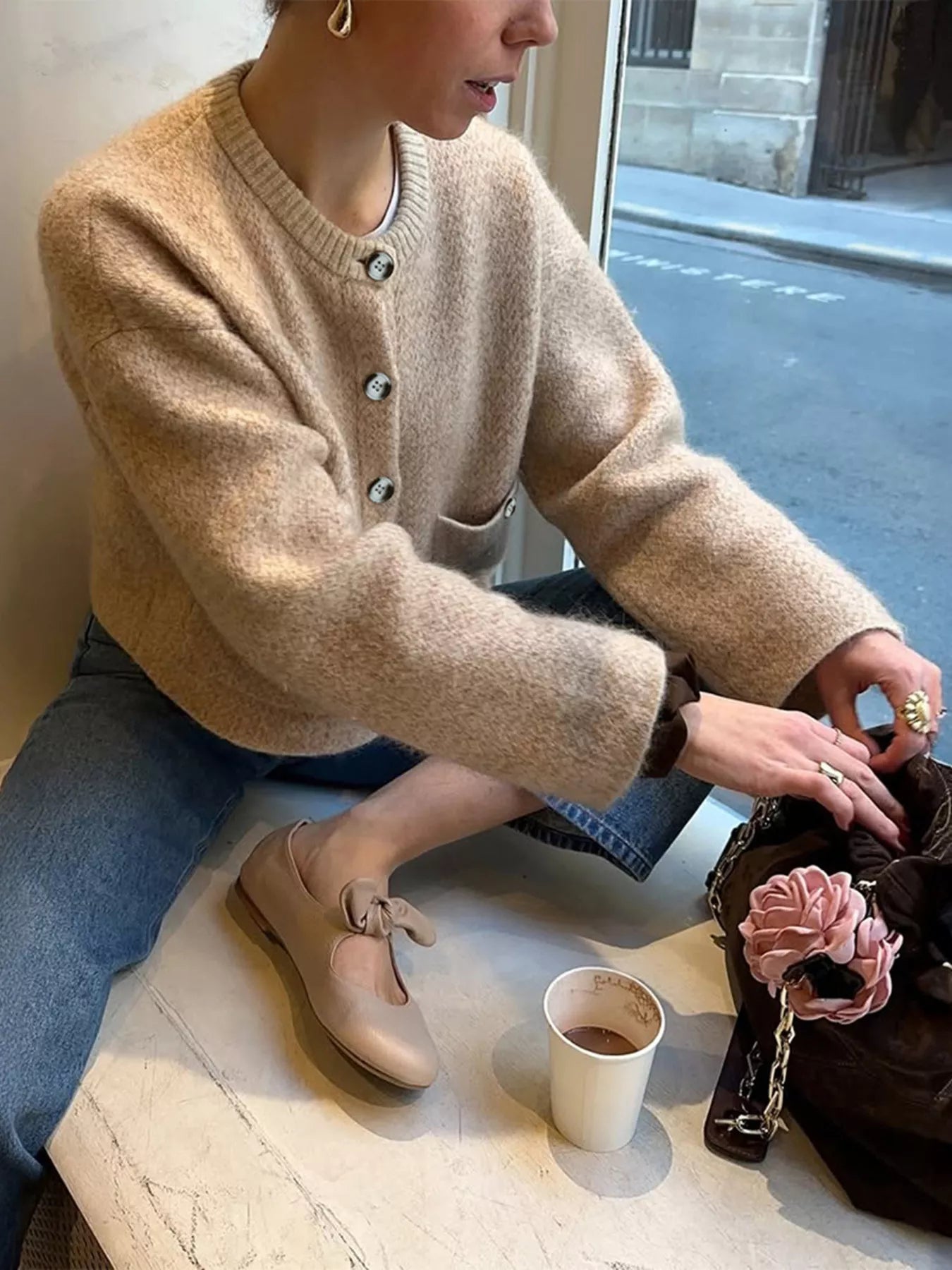 Soft Cable Knit Button Front Sweater