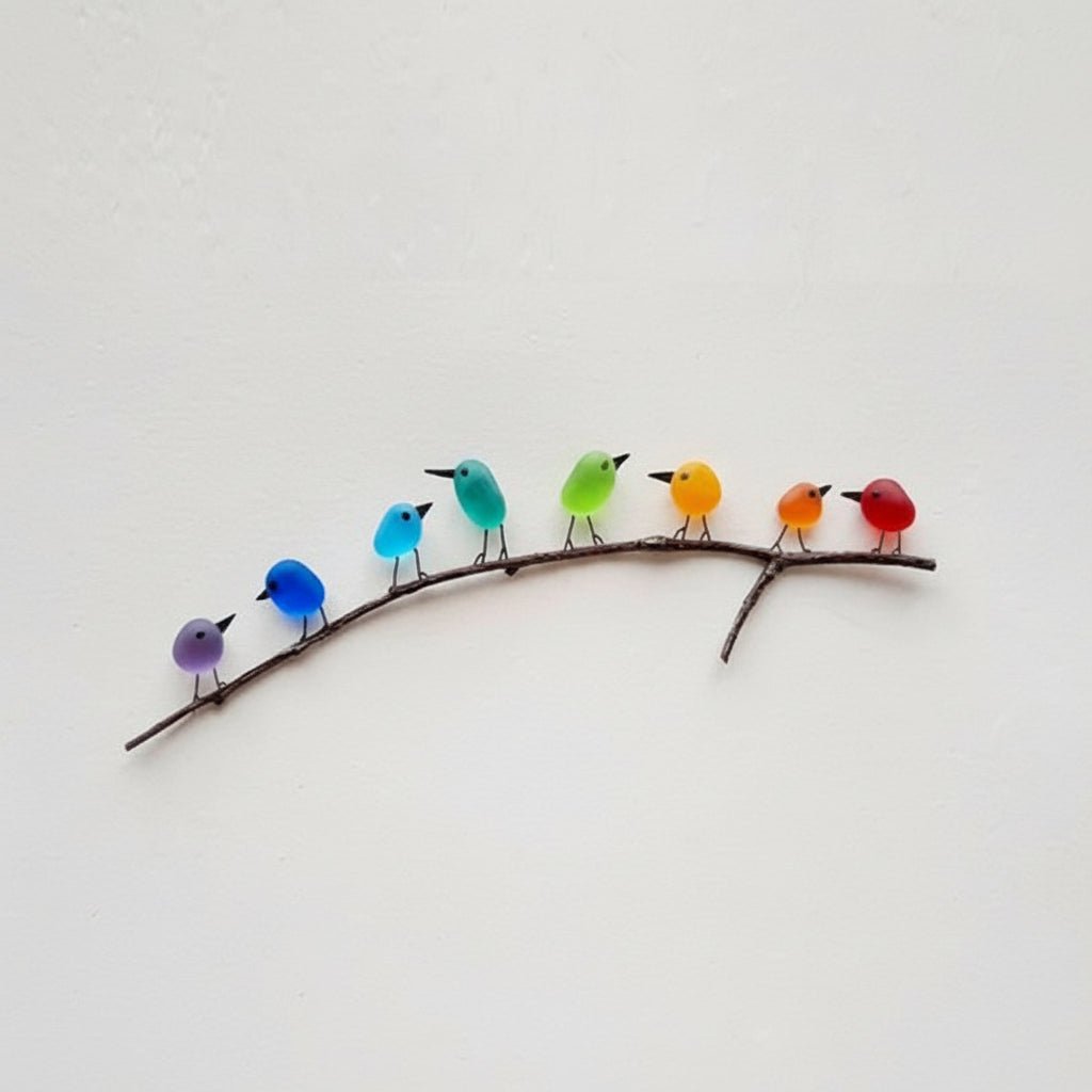 Natural Sea Glass Bird Wall Decoration Coastal Style - VogeLuxe
