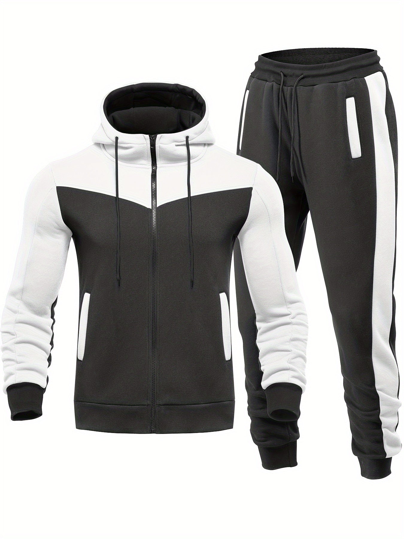 Relaxed Fit Sports Suit for Men with Zip Jacket and Trousers