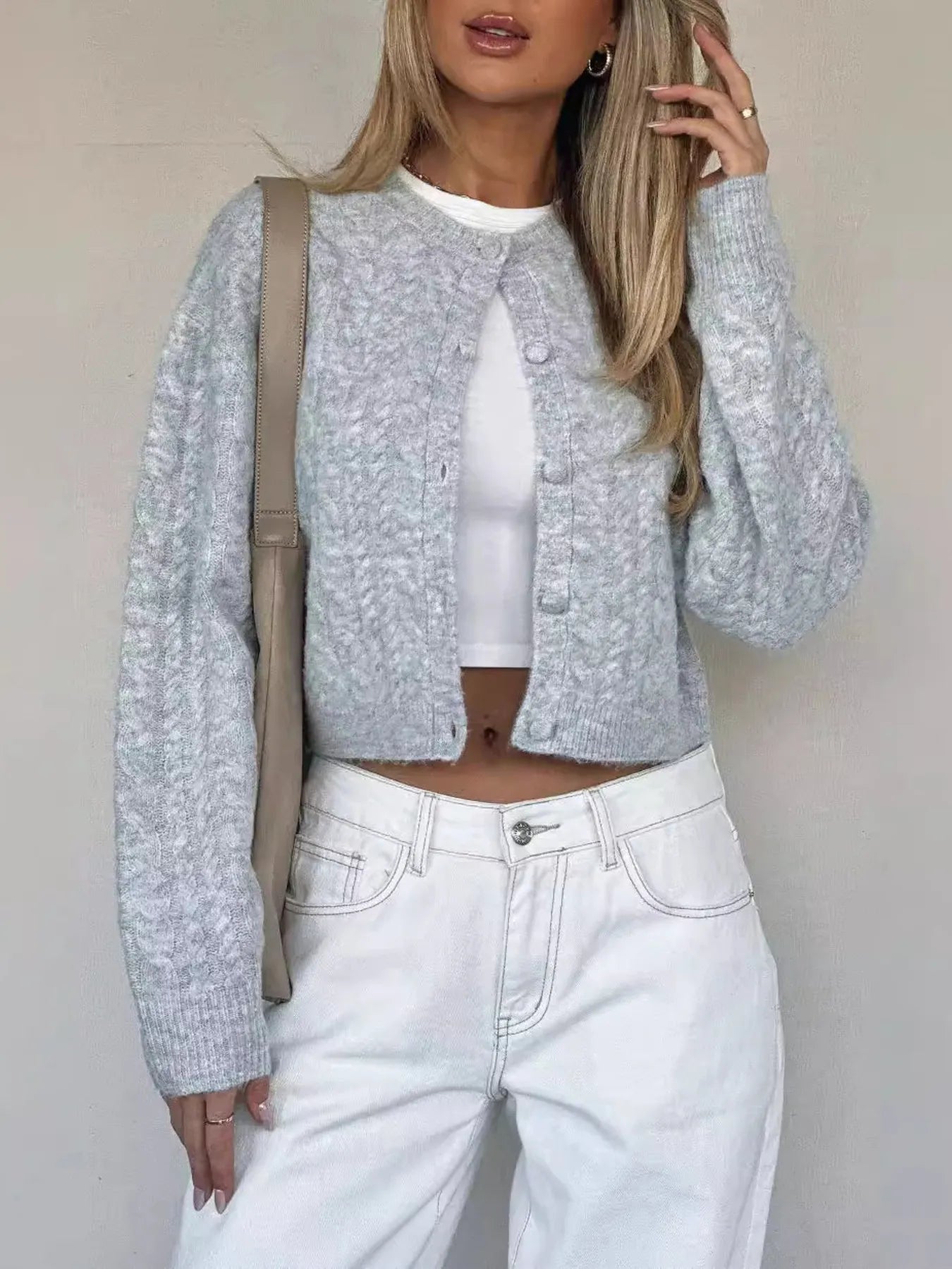 Cozy Textured Button Front Sweater