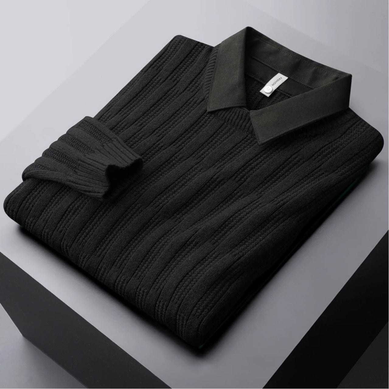 Classic Fit Men's Textured Polo Sweater