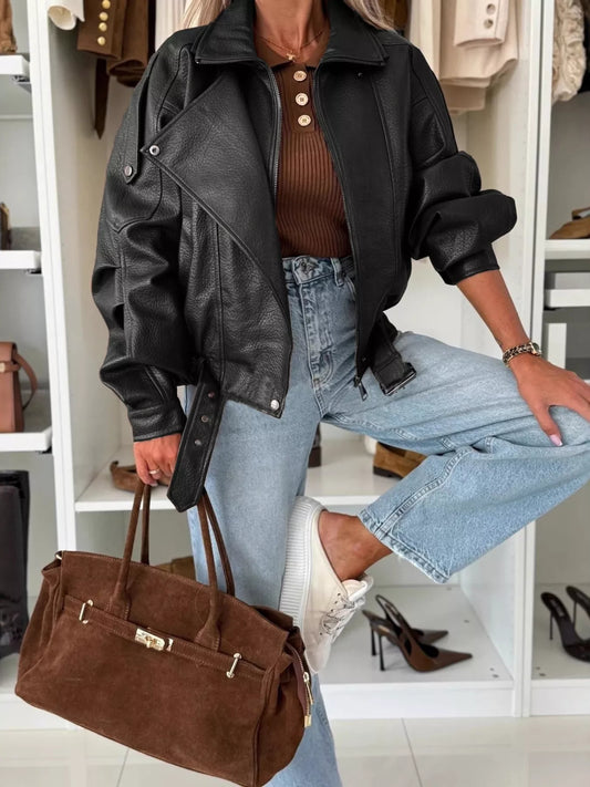 Classic Biker Style Leather Jacket - VogeLuxe