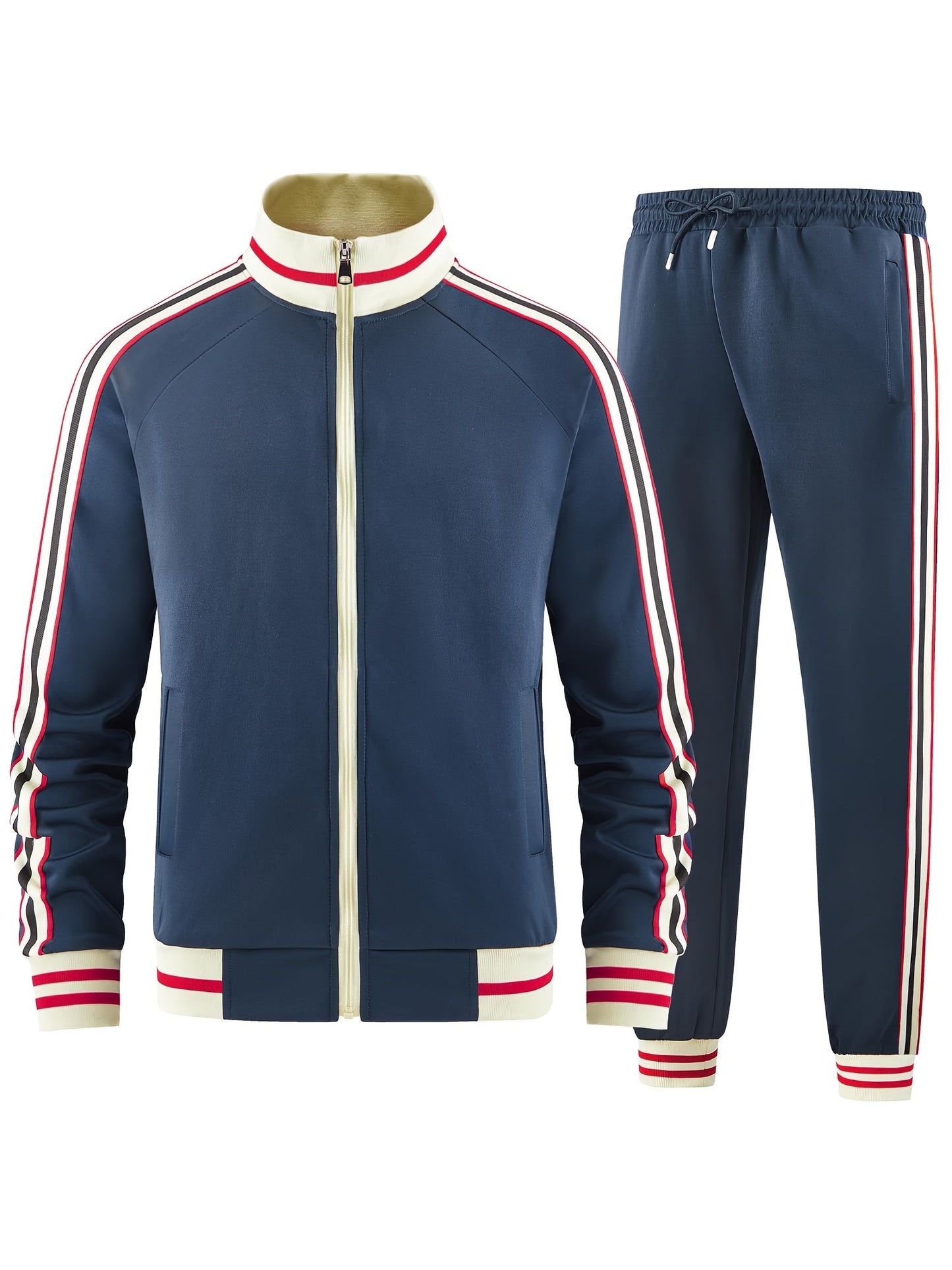 Comfortable Men's Sports Full Zip Tracksuit Set