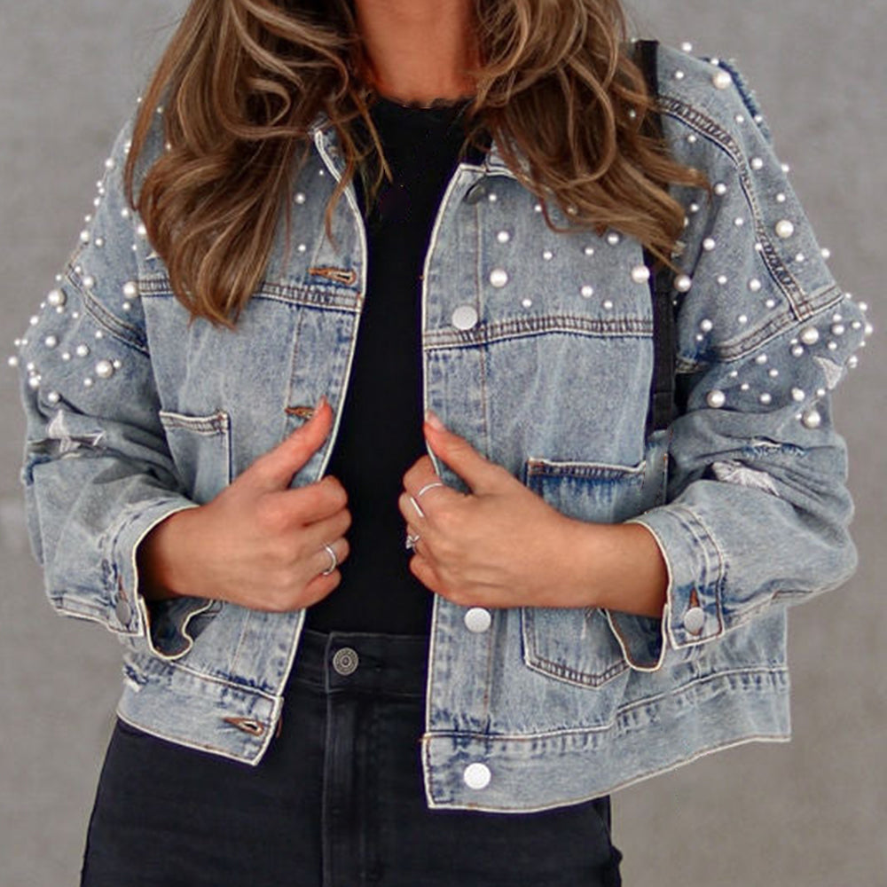 Embroidered Classic Blue Jeans Jacket - VogeLuxe