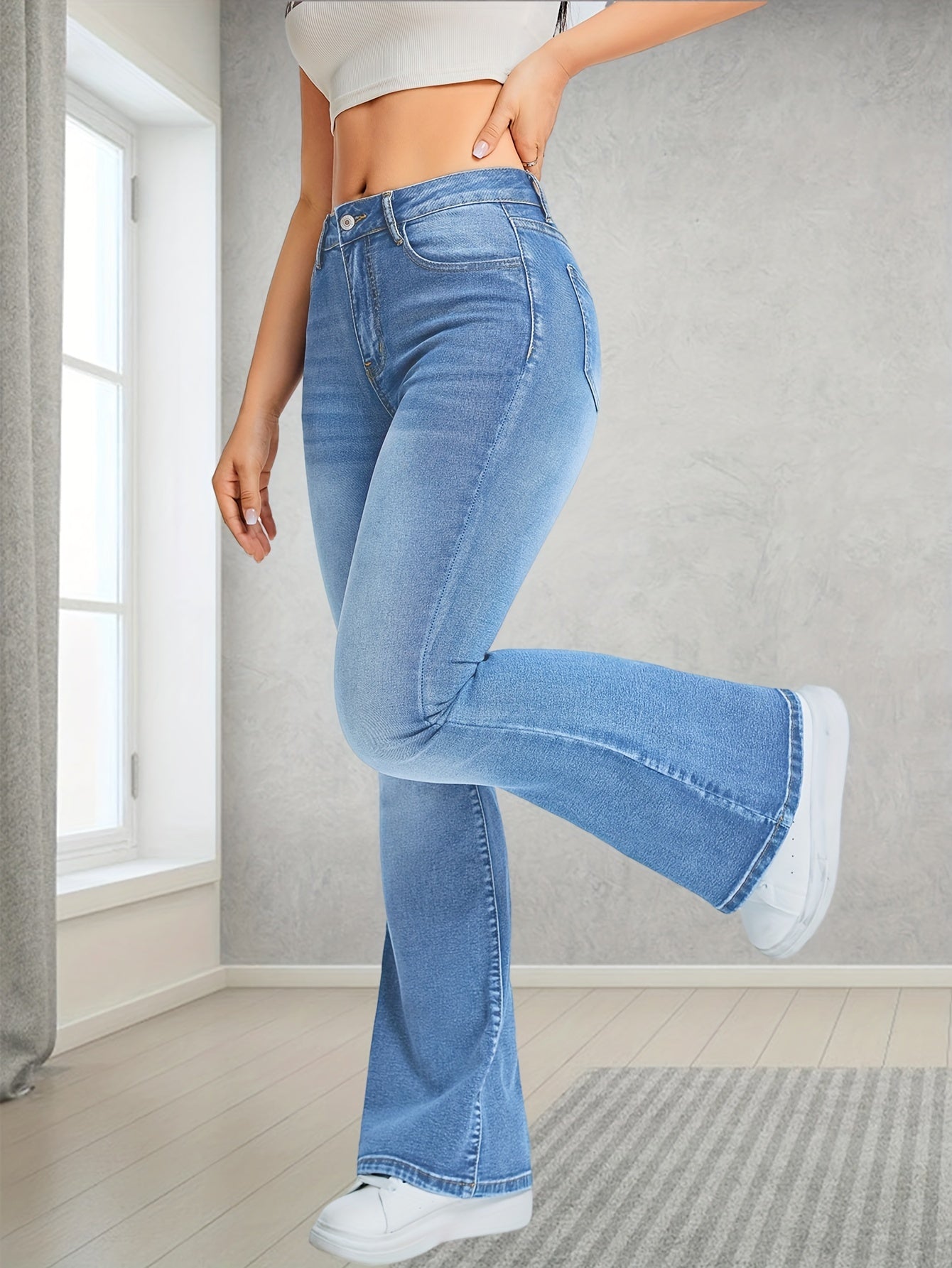 Comfy High Waist Wide Leg Women's Jeans