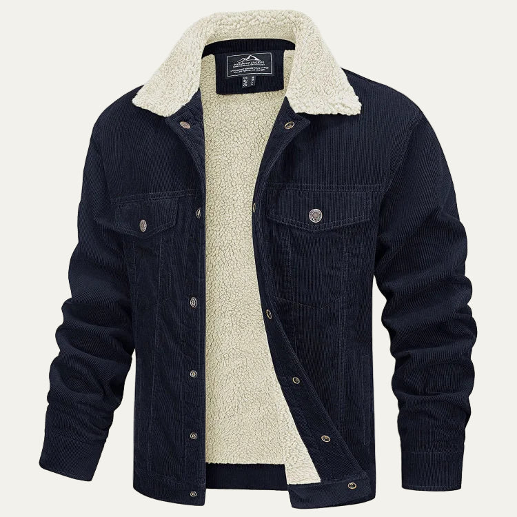 VogeLuxe | Men’s Warm Corduroy Sherpa Lined Trucker Jacket
