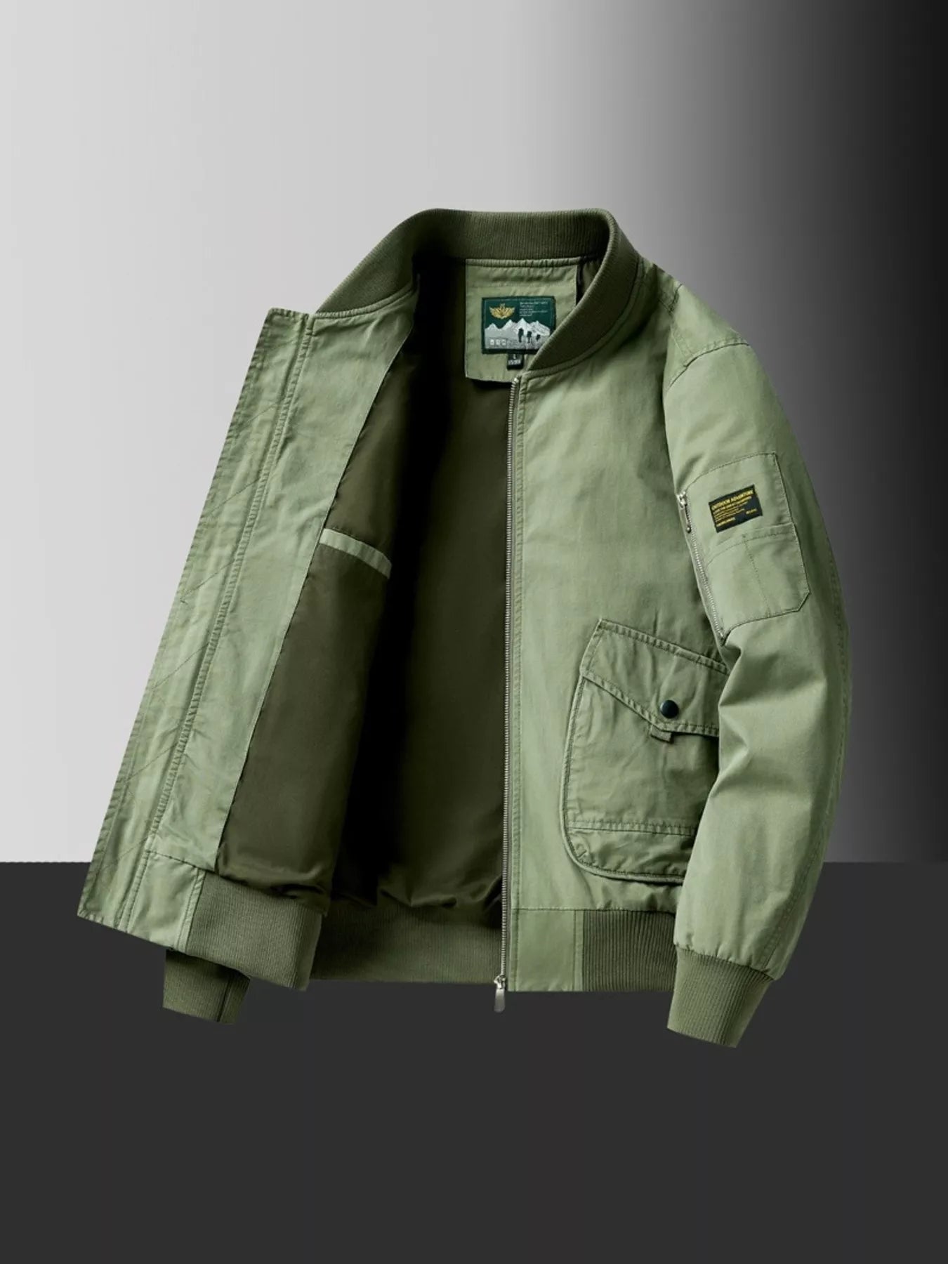 Large Size Men's Zipper Bomber Jacket