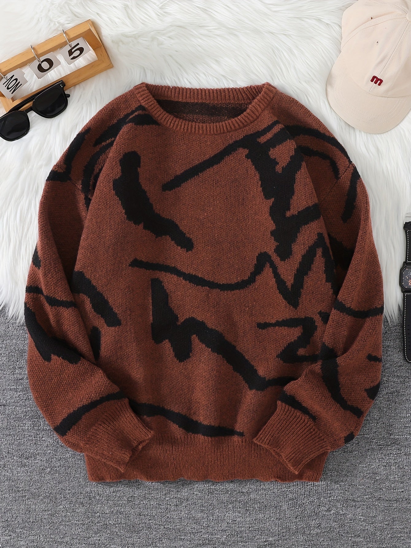 Cozy Winter Knit Sweatshirt with Graphic Design