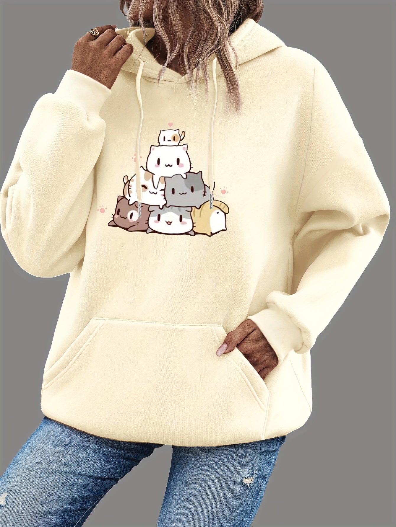 Cozy Women's Winter Cat Hoodie Sweatshirt