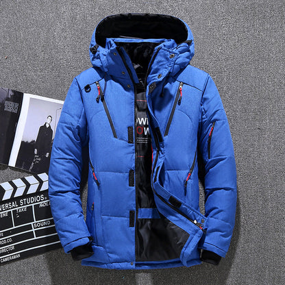 Warm Waterproof Hooded Parka Jacket Mens Down Filled Coat