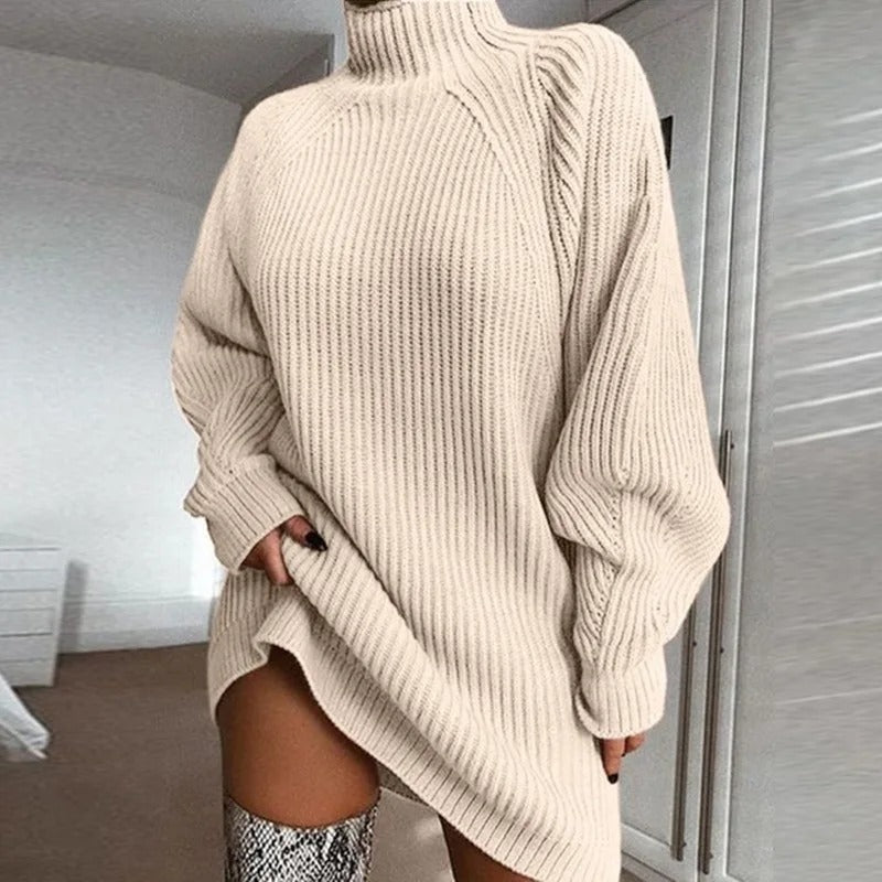 Cozy Winter Knit Turtleneck Dress