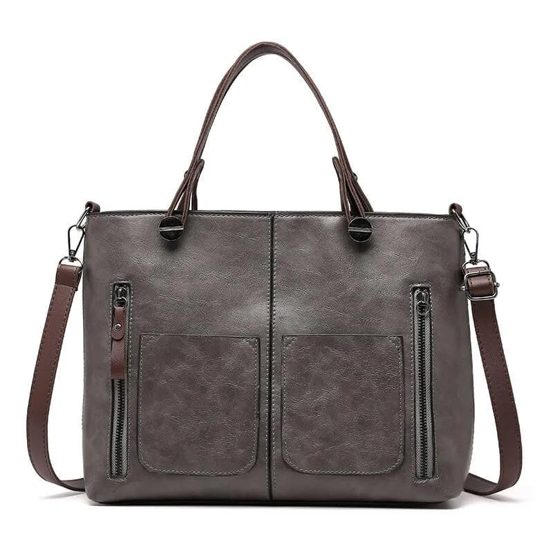 Rustic Scandinavian Genuine Leather Tote Bag