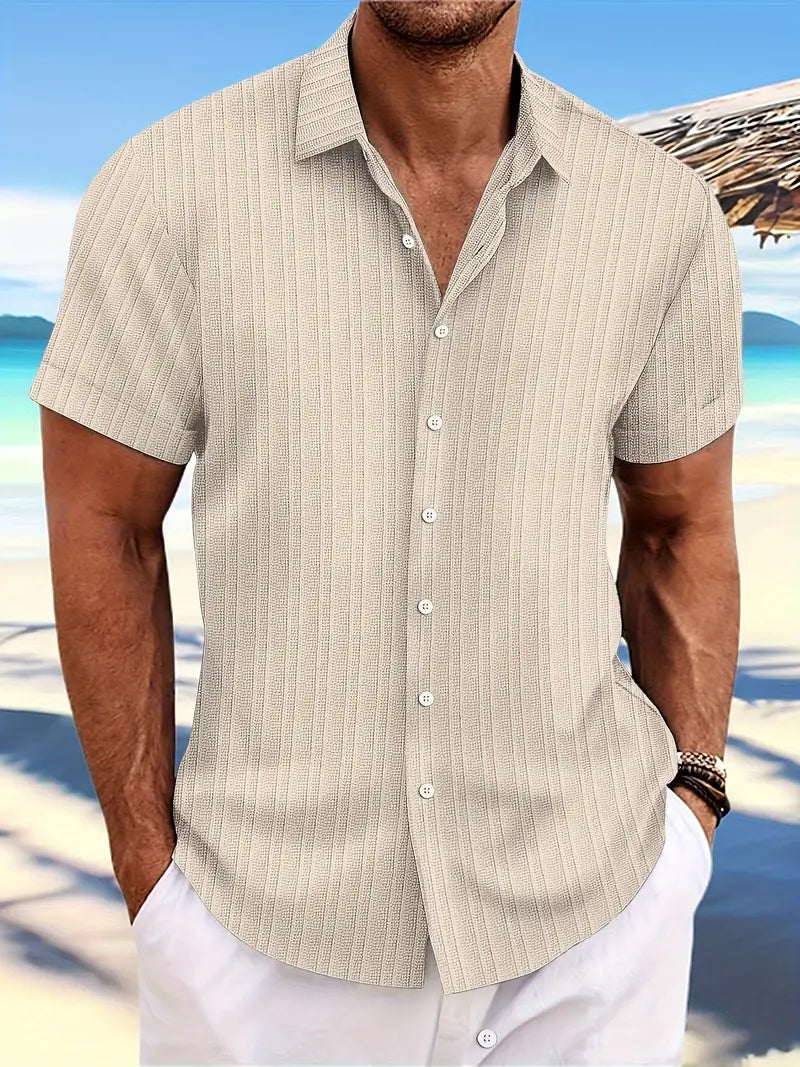 Relaxed Fit Striped Cotton Men's Shirt