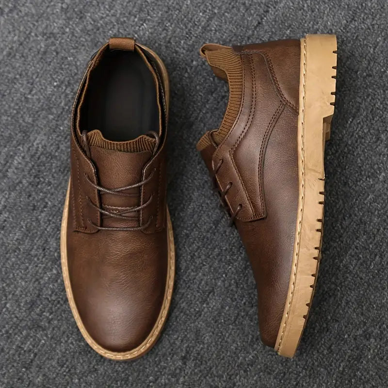 Men's Genuine Leather Tie-Up Shoes - Comfortable Smart Shoes