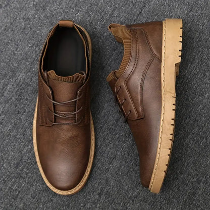 Men's Genuine Leather Tie-Up Shoes - Comfortable Smart Shoes
