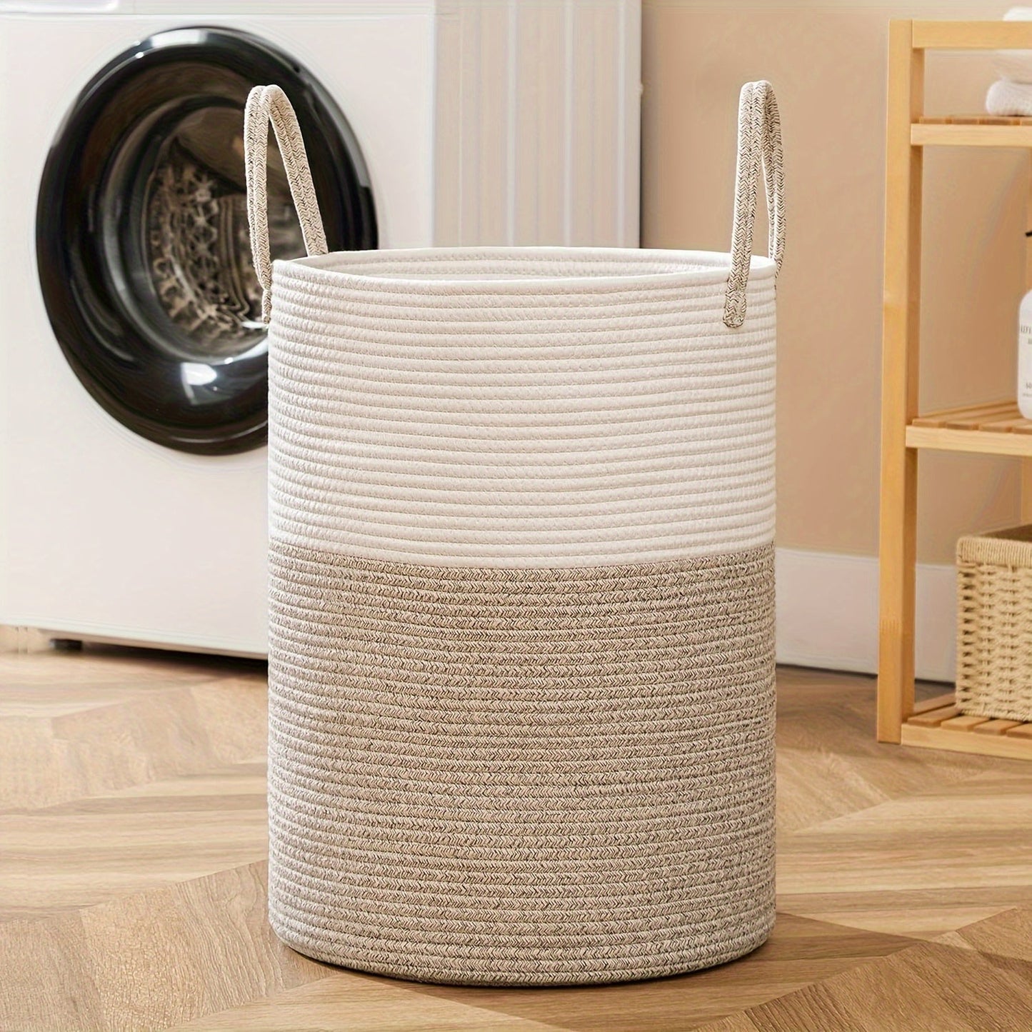 Big Wicker Laundry Basket with Handles