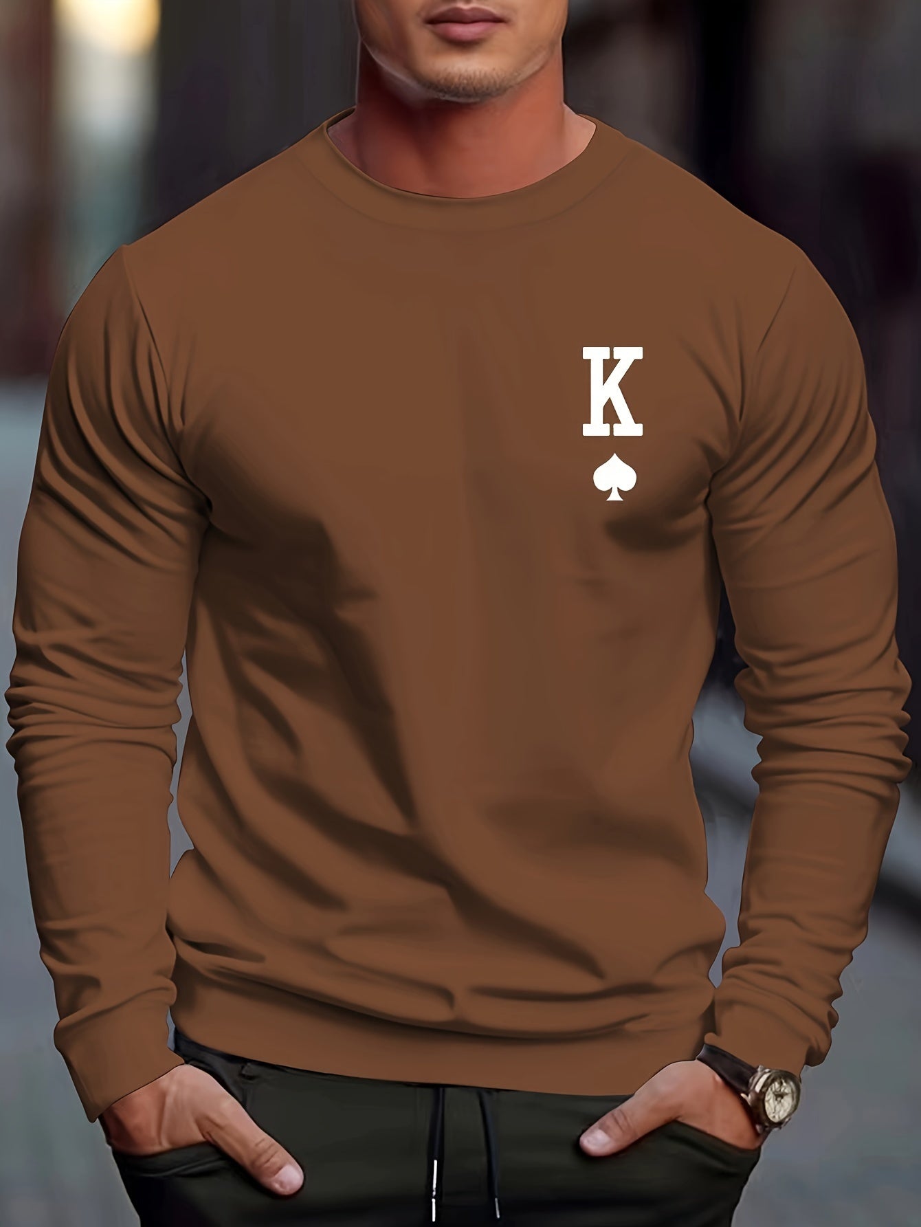 Cozy Mens Spade Graphic Sweatshirt for Winter