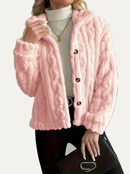 VogeLuxe | Women’s Button Up Faux Fur Knit Jacket