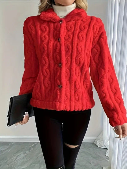 VogeLuxe | Women’s Button Up Faux Fur Knit Jacket