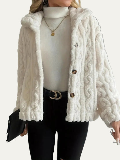 VogeLuxe | Women’s Button Up Faux Fur Knit Jacket