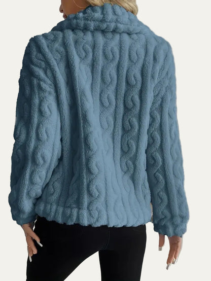 VogeLuxe | Women’s Button Up Faux Fur Knit Jacket