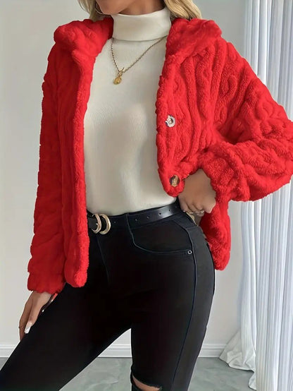 VogeLuxe | Women’s Button Up Faux Fur Knit Jacket