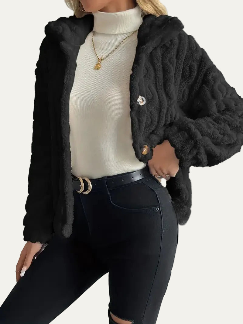 VogeLuxe | Women’s Button Up Faux Fur Knit Jacket