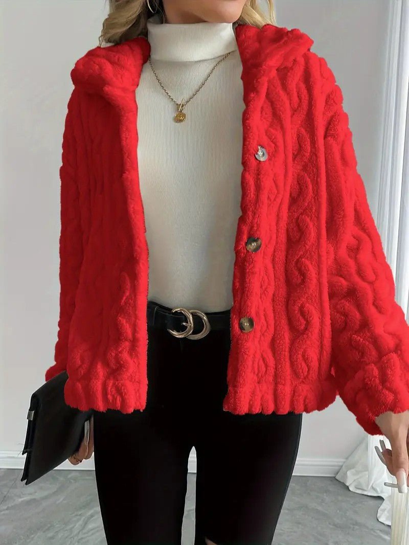 VogeLuxe | Women’s Button Up Faux Fur Knit Jacket