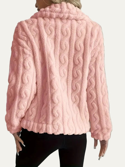 VogeLuxe | Women’s Button Up Faux Fur Knit Jacket