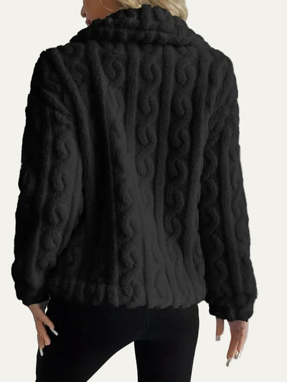 VogeLuxe | Women’s Button Up Faux Fur Knit Jacket