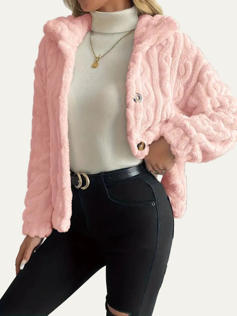 VogeLuxe | Women’s Button Up Faux Fur Knit Jacket