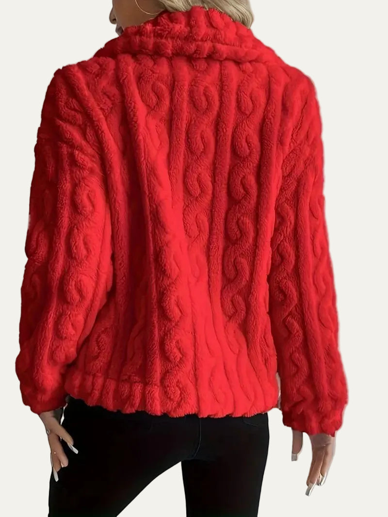 VogeLuxe | Women’s Button Up Faux Fur Knit Jacket