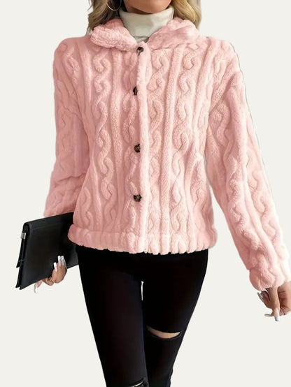 VogeLuxe | Women’s Button Up Faux Fur Knit Jacket