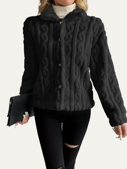 VogeLuxe | Women’s Button Up Faux Fur Knit Jacket