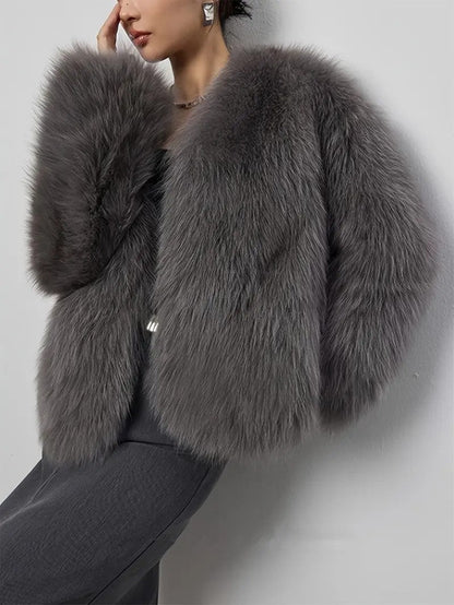 VogeLuxe | Women’s Plush Faux Fur Open Front Jacket