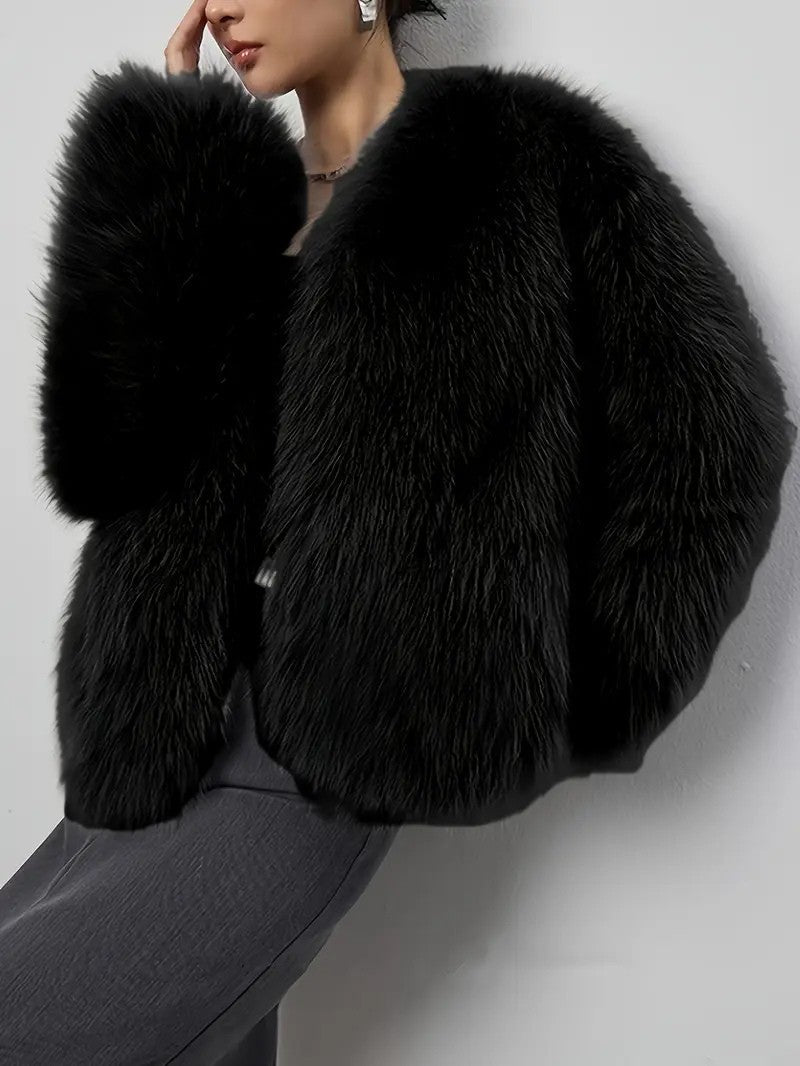 VogeLuxe | Women’s Plush Faux Fur Open Front Jacket
