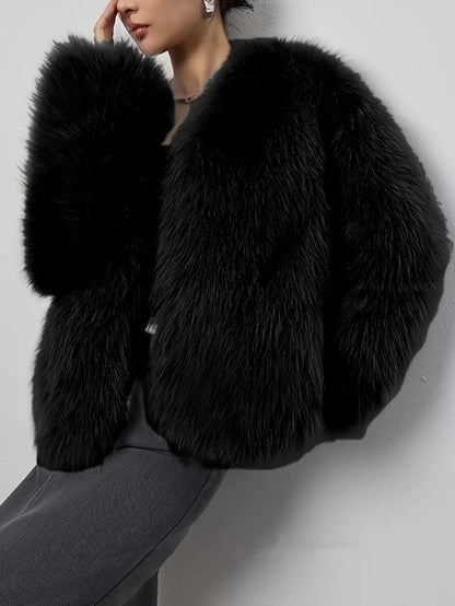 VogeLuxe | Women’s Plush Faux Fur Open Front Jacket